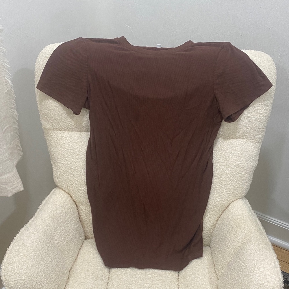 Brown Short Sleeve Maternity T-Shirt